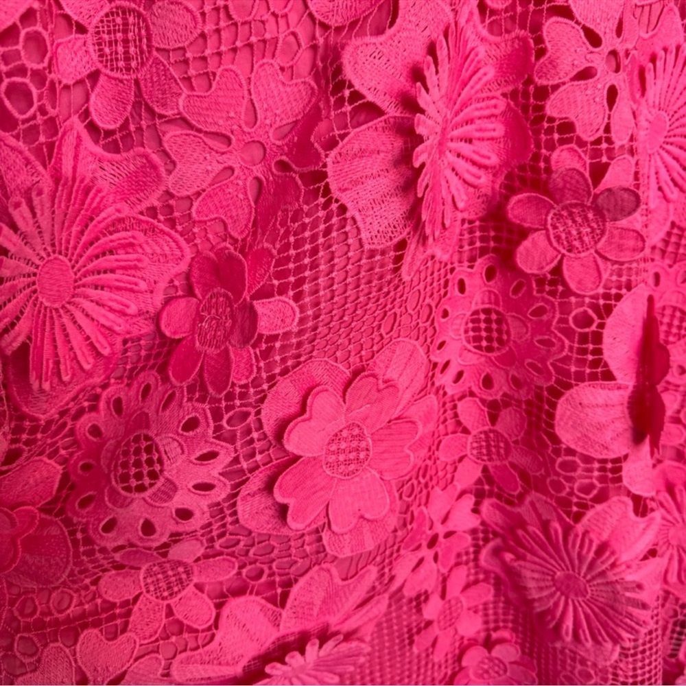 NWT J.Marie Seraphina Floral 3D Lace Split Round Button Up Neck Shift Dress Sz M - Picture 12 of 13